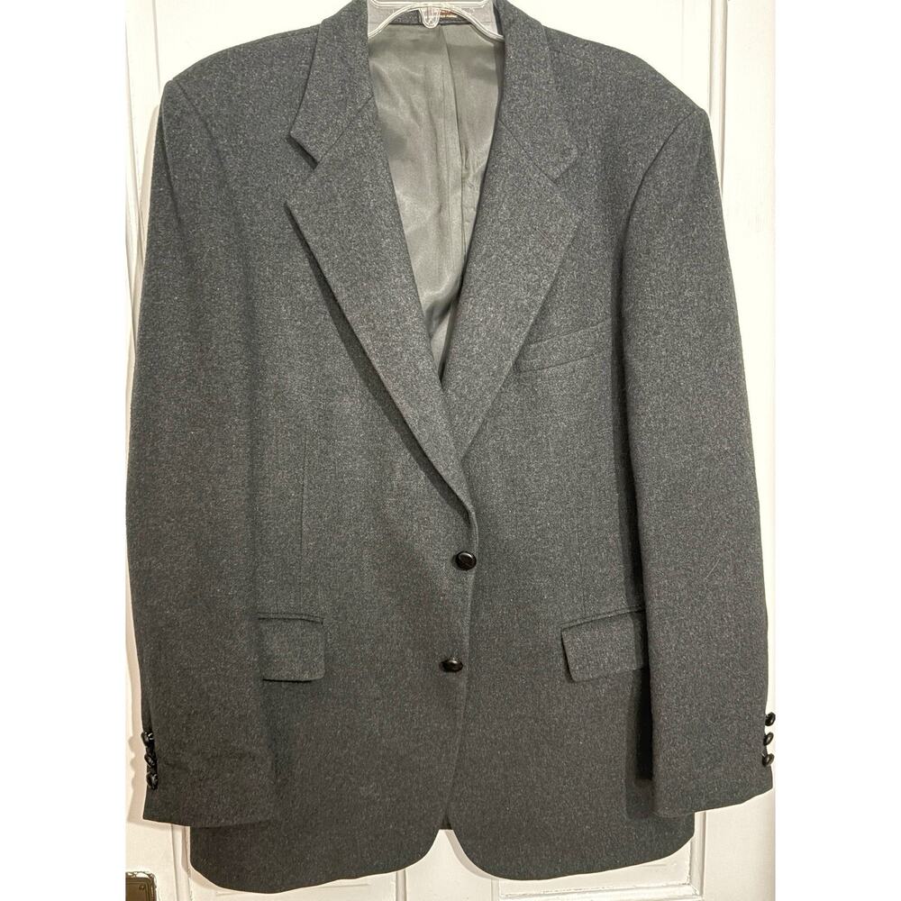 Mongolian Camel Hair Blazer Charcoal Gray 2 Button Sport Coat 46 Regular XL Prep